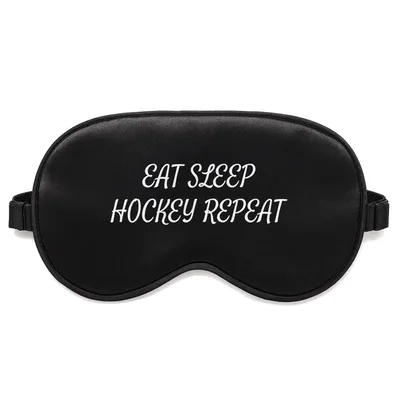 Hockey Lover Sleep Mask: Eat Sleep Hockey Repeat Design