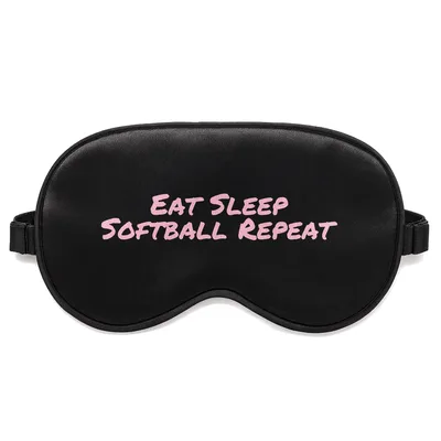 Eat Sleep Softball Sleep Mask: Pink Text Design for Players