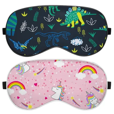 Dinosaur Lover Eye Mask Set of 2: Dinos and Unicorns for Sleep