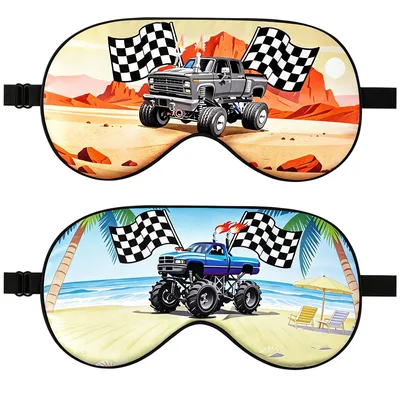 Monster Truck Sleep Mask Set of 2: Desert and Beach Racer Design