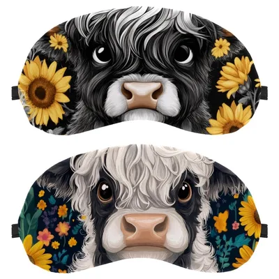 Sunflower Cow Sleep Mask Set of 2 for Cozy Nights