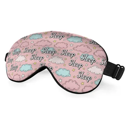 Pink Clouds and Stars Sleep Mask with Dreamy Pattern