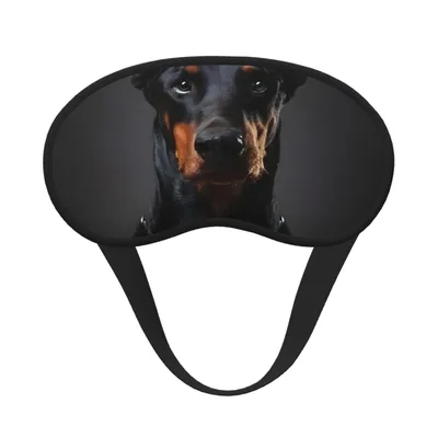 Doberman Pinscher Dog Portrait Sleep Mask - Black Canine Design