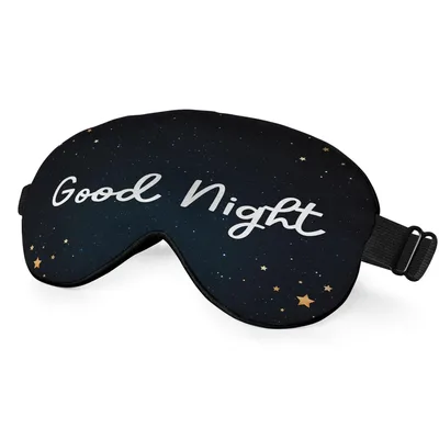Good Night Stars Sleep Mask with Celestial Script Design