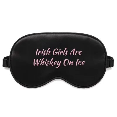 Whiskey on Ice Sleep Mask: Pink Script Design for Irish Heritage