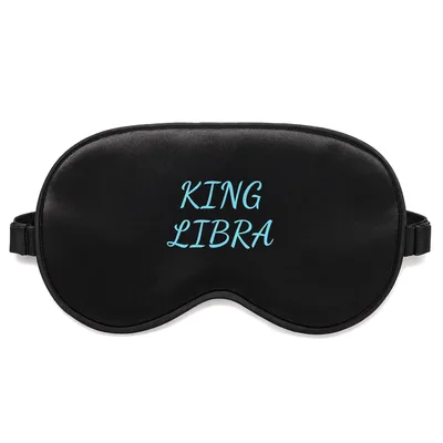 Libra King Sleep Mask: Bold Blue Zodiac Typography for Birthdays