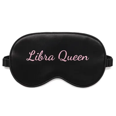 Libra Queen Sleep Mask: Pink Script Zodiac Design for Birthdays