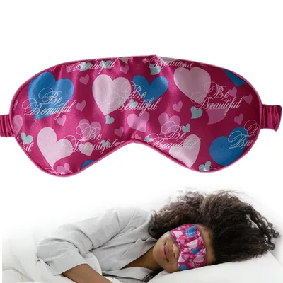 Heart Print Sleep Mask with Be Beautiful Script