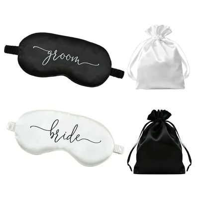 Bride and Groom Wedding Sleep Mask Set of 2 for Newlyweds
