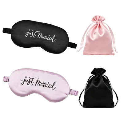 Just Married Newlywed Wedding Sleep Mask Set of 2 for Couples