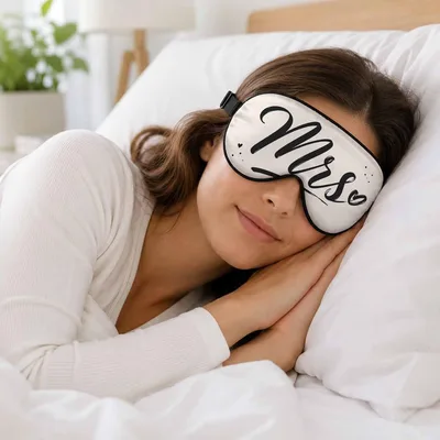 Mrs Wedding Bride Sleep Mask - Elegant Script Design for Her