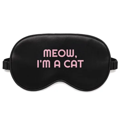 Meow Cat Sleep Mask: Bold Pink Text for Feline Fans