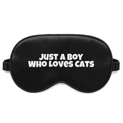 Boy Who Loves Cats Sleep Mask - Bold Text Design for Feline Fans