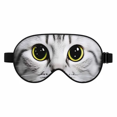 Kitty Eyes Sleep Mask: Big Gray Cat Gaze