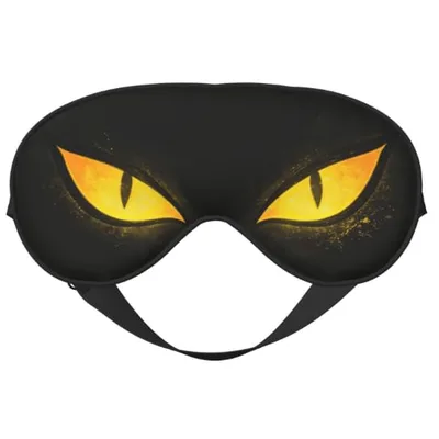 Cat Eyes Sleep Mask: Glowing Gold Feline Stare