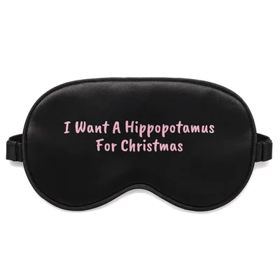 Hippo Lover Christmas Sleep Mask: Pink Text Design
