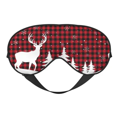 Buffalo Plaid Reindeer Sleep Mask for Cozy Winter Nights