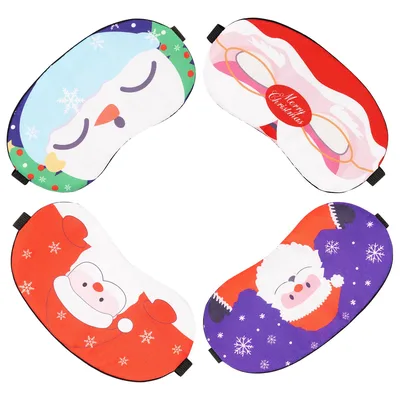 Christmas Santa Snowman Sleep Mask Set of 4 Holiday Fun