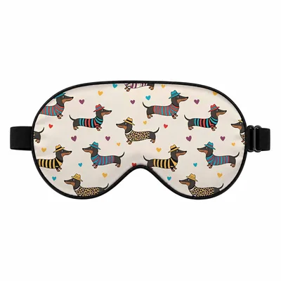 Dachshund Lover Sleep Mask with Striped and Leopard Pups