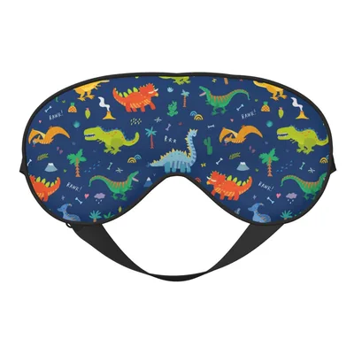 Dinosaur Lover Sleep Mask: Colorful Cartoon Dinosaurs with Rawr Text