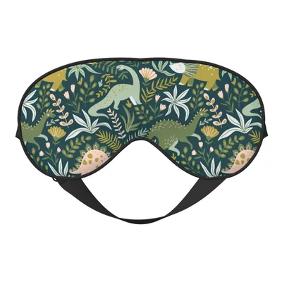 Tropical Dinosaur Sleep Mask: Prehistoric Leaves and Dinosaurs