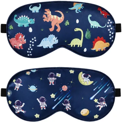 Dinosaur Eye Mask Set of 2: Cute Dinosaurs and Space Astronauts