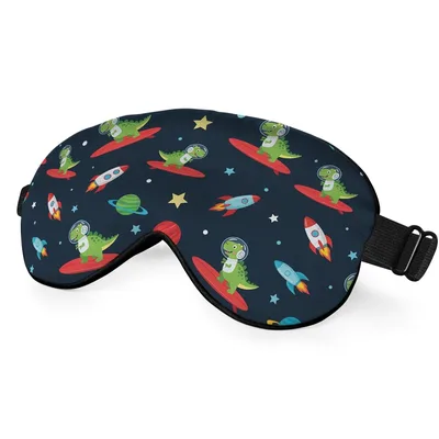 Astronaut Dinosaur Space Surfing Sleep Mask for Cosmic Naps