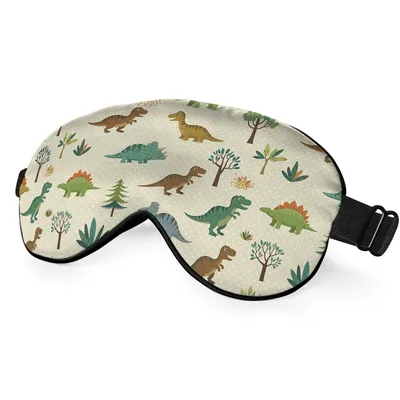 Retro Dinosaurs in Forest Sleep Mask for Prehistoric Fans