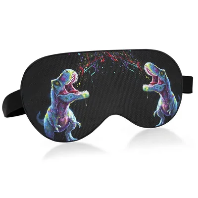 T-rex Dinosaur Art Sleep Mask: Neon Tyrannosaurus Rex Design