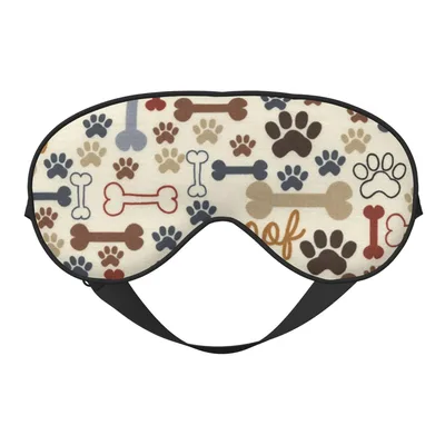 Dog Lover Sleep Mask with Paw Prints and Bones