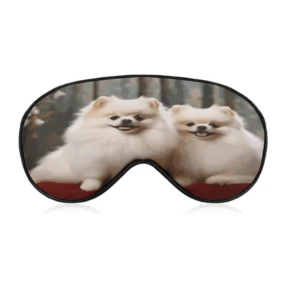 Smiling Pomeranian Dogs Sleep Mask for Fluffy Canine Lovers