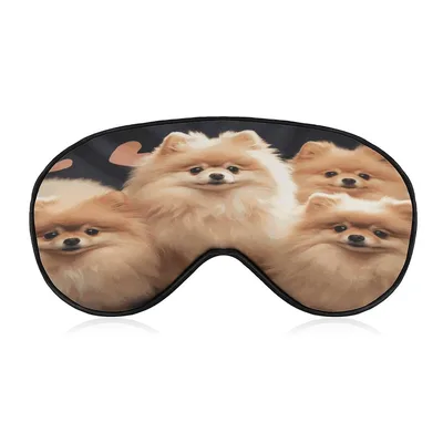 Pomeranian Puppies Sleep Mask: Fluffy Dog Design for Naps