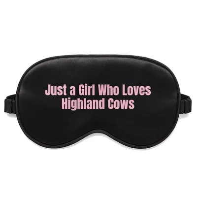 Highland Cow Lover Sleep Mask: Pink Text Design for Fans