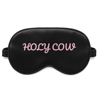 Dairy Farmer Sleep Mask: Holy Cow Pink Script Design for Farm Lovers