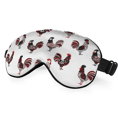 Rooster Lover Sleep Mask with Red and Black Rooster Pattern