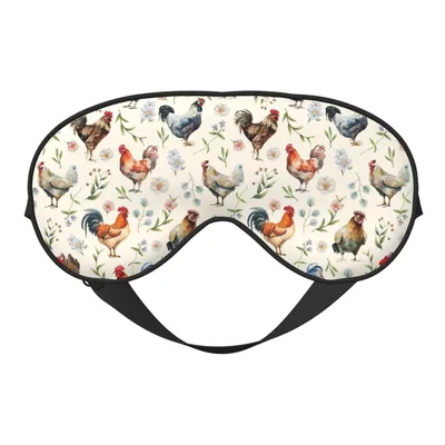 Farm Animal Sleep Mask with a Watercolor Chicken Print