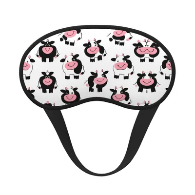 Cute Cow Sleep Mask: Smiling Farm Animals Pattern