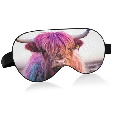 Pink Highland Cow Sleep Mask for Cozy Nights