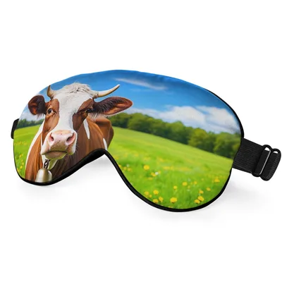 Cow in Green Field Sleep Mask for Farm Lovers