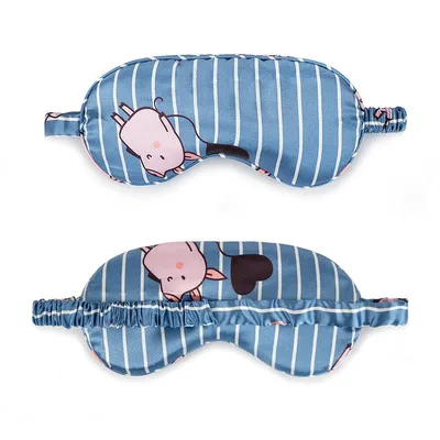 Cartoon Pig Stripes Sleep Mask: Cute Farm Animal Design