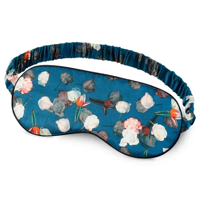 Floral Print Sleep Mask for Women: Blue Blooms Design
