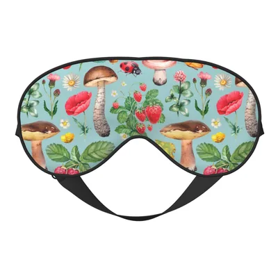 Mushroom Forager Sleep Mask with Berries and Blooms