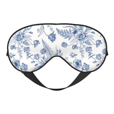 Vintage Botanical Sleep Mask in Blue and White Florals