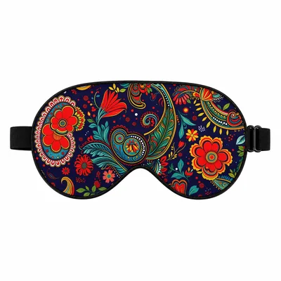 Paisley Floral Sleep Mask with Bold Red and Teal Blooms