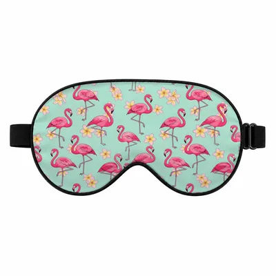 Pink Flamingo Sleep Mask for Women and Men on Mint Green