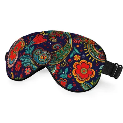Paisley Floral Pattern Design Sleep Mask: Retro Boho Ethnic Eye Cover