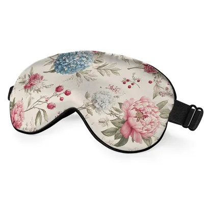 Vintage Floral Garden Flowers Sleep Mask featuring soft pink peonies