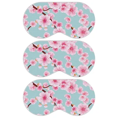 Cherry Blossom Flowers Sleep Mask Set of 3: Pink Floral Eye Cover