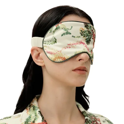 Green Botanical Floral Print Sleep Mask for Nature Lovers