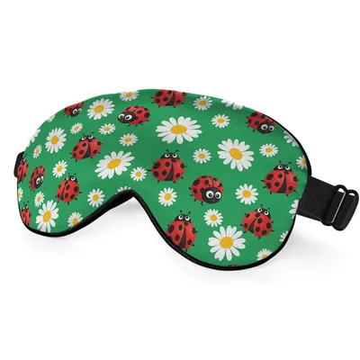Ladybug Daisy Pattern Sleep Mask: Cute Insect and Flower Design